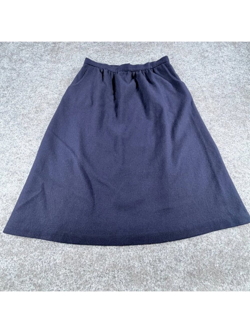 Jack Winter A-Line Skirt Womens 16 Navy Blue Wool Blend Lined Pockets Back Zip